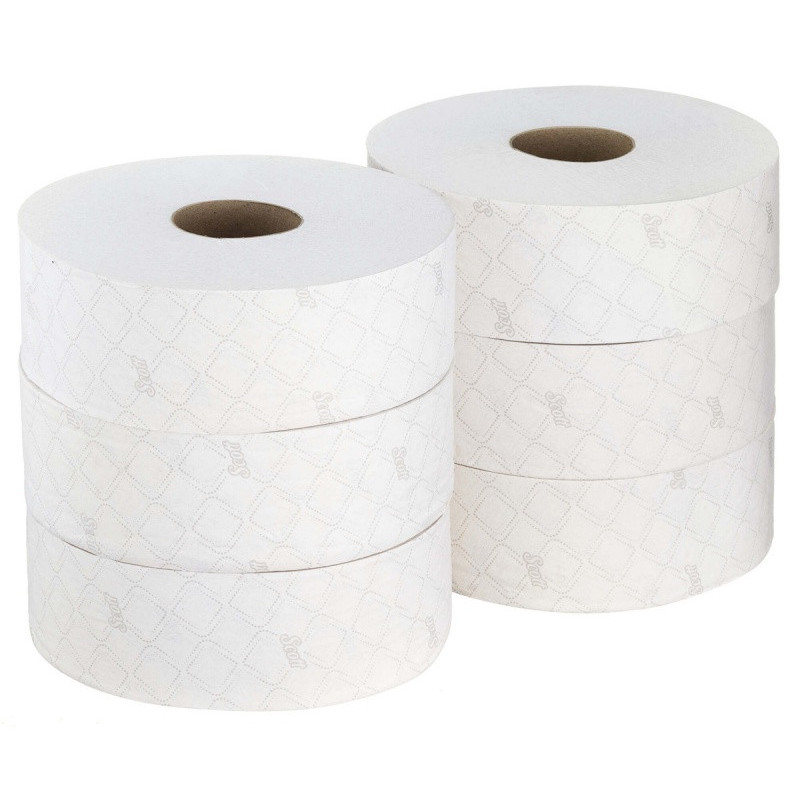 Papier toaletowy Jumbo SCOTT Essential, 2-warstwowy, 6 rolek x 1053 listki, biały