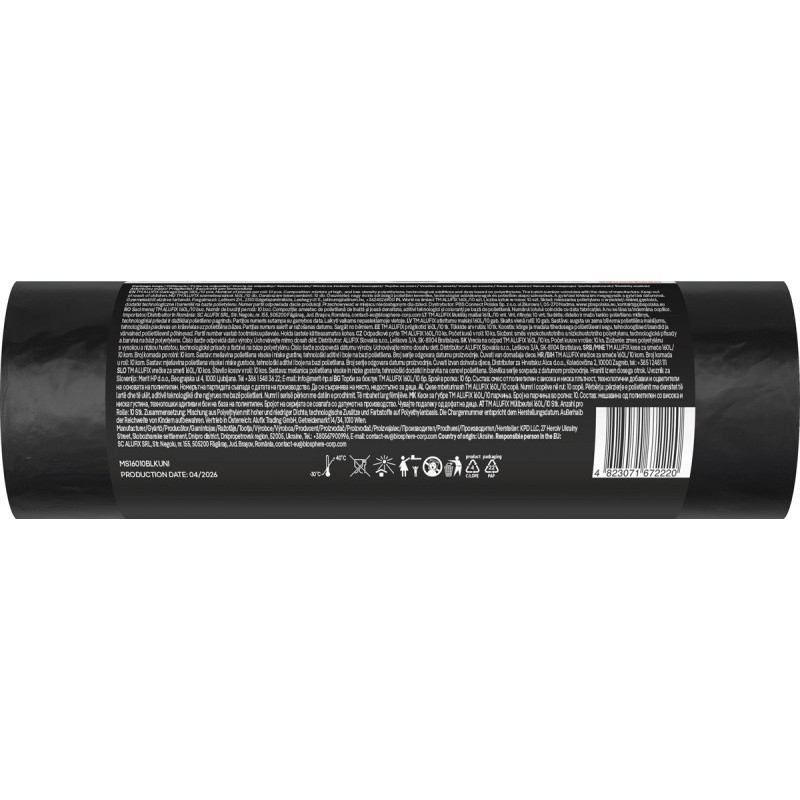 Worki na śmieci ALUFIX Professional, LDPE, 90x110cm, 30 μm, 160l, 10 szt., czarne