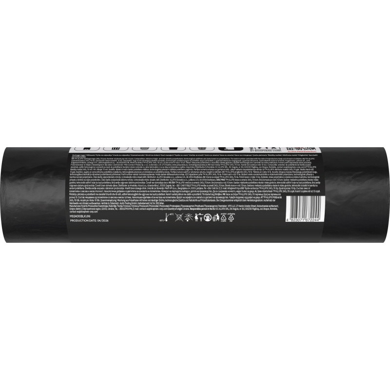Worki na śmieci ALUFIX Professional, LDPE, 110x125cm, 30 μm, 240l, 10 szt., czarne