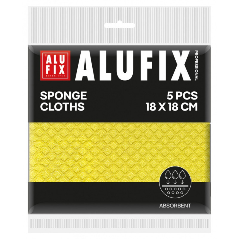 Ściereczki gąbkowe ALUFIX Professional, 18x18cm, 5 szt., żółte