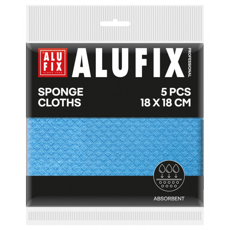 Ściereczki gąbkowe ALUFIX Professional, 18x18cm, 5 szt., niebieskie