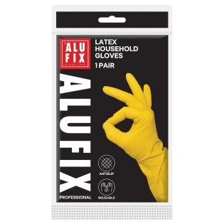 Rękawiczki domowe lateksowe ALUFIX Professional, 30g, rozmiar L, żółte