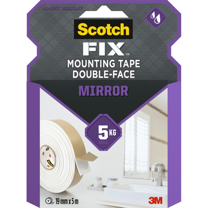 Taśma montażowa dwustronna SCOTCH-FIX Mirror (4496W-1950-P), 19mmx5m, biała