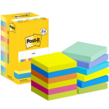 Karteczki samoprzylepne POST-IT® Energetic, 76x76mm, 8x100 kart.+4x100 kart. gratis, mix kolorów