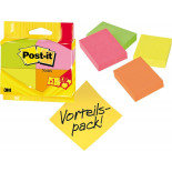 Karteczki samoprzylepne POST-IT®, 38x51mm, 3x100 kartek + 1 bloczek, mix kolorów