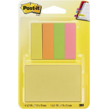 Karteczki samoprzylepne POST-IT®, 76x51mm, 50 karteczek + 4x50 zakładek indeksujących, zawieszka, mix kolorów