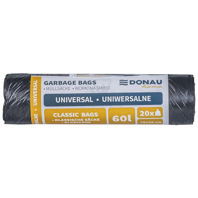 Worki na śmieci DONAU HOME, uniwersalne, 60l, 20 szt., czarne