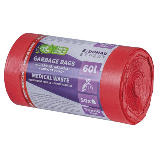 Worki na odpady medyczne DONAU EXPERT, LDPE, 60l, 50 szt., czerwone