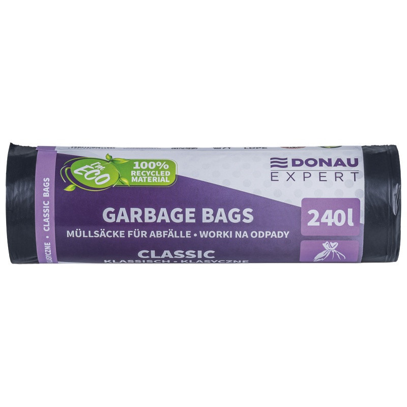 Worki na odpady DONAU EXPERT, klasyczne, LDPE, 240l, 10 szt., czarne