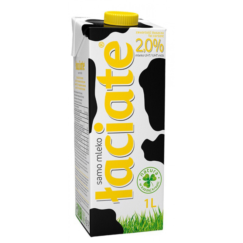 Mleko ŁACIATE, 2%, 1 l, krótki termin ważności