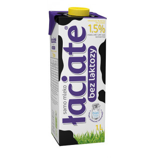 Mleko ŁACIATE, bez laktozy 1,5%, 1 l, krótki termin ważności