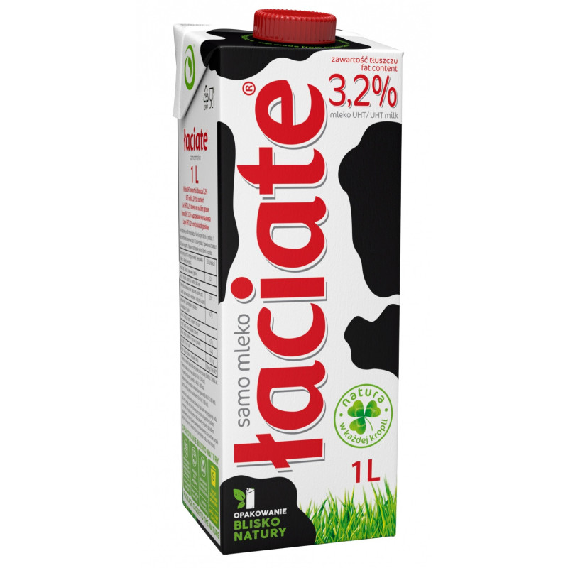 Mleko ŁACIATE, 3,2%, 1 l, krótki termin ważności