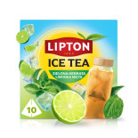 Herbata LIPTON, do parzenia na zimno, mięta i limonka, 10 torebek
