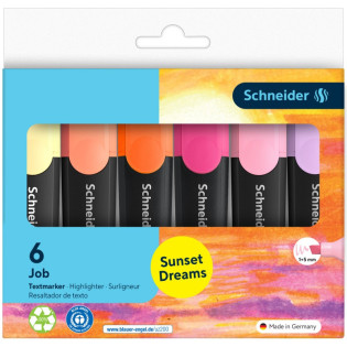 Zakreślacz SCHNEIDER Job Sunset Dreams, 1-5 mm, 6 szt., w etui, mix kolorów
