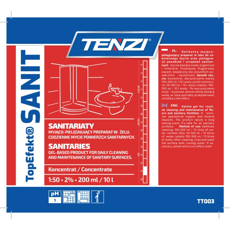 Środek do czyszczenia łazienek sanitariatów TENZI, Topefekt Sanit, 5l