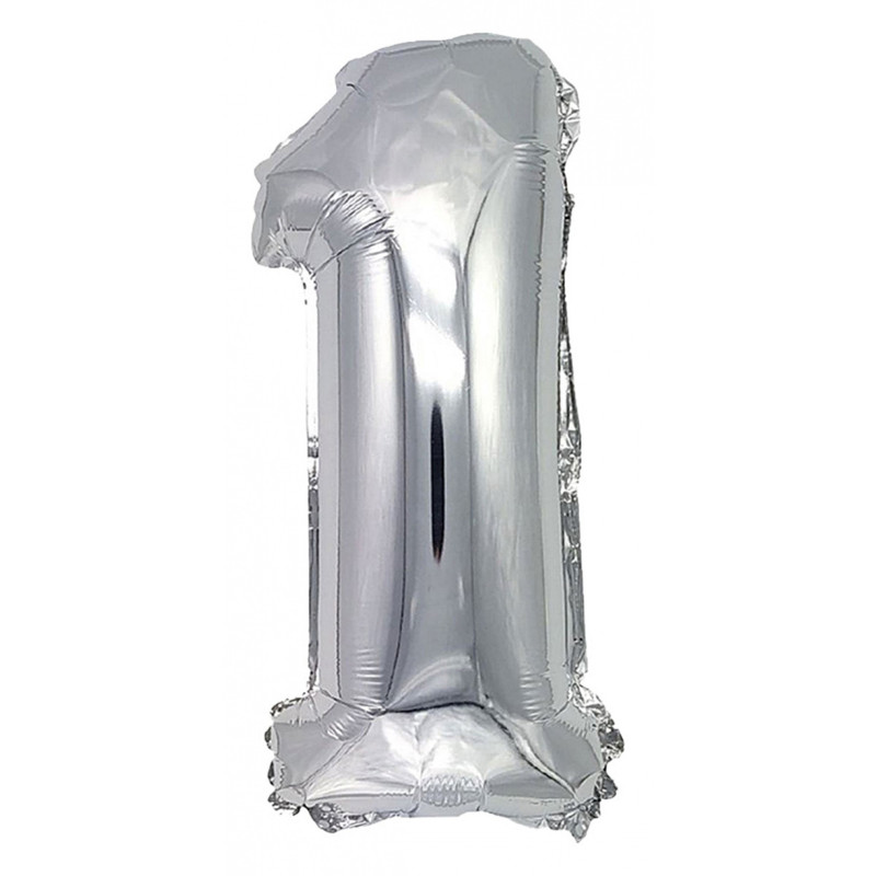 Balon foliowy PARTY GO, cyfra 1, 80cm, srebrny