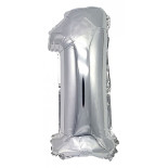 Balon foliowy PARTY GO, cyfra 1, 80cm, srebrny