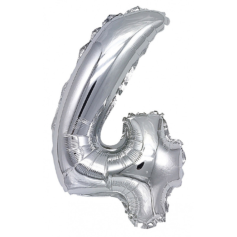 Balon foliowy PARTY GO, cyfra 4, 80cm, srebrny