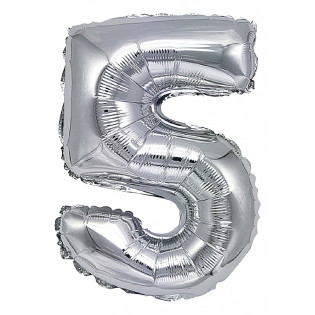 Balon foliowy PARTY GO, cyfra 5, 80cm, srebrny