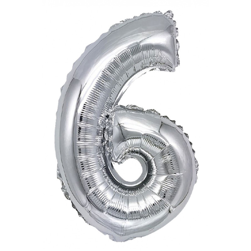 Balon foliowy PARTY GO, cyfra 6, 80cm, srebrny
