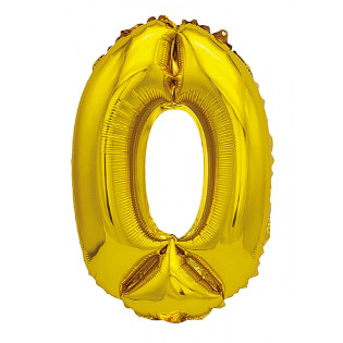 Balon foliowy PARTY GO, cyfra 0, 80cm, złoty