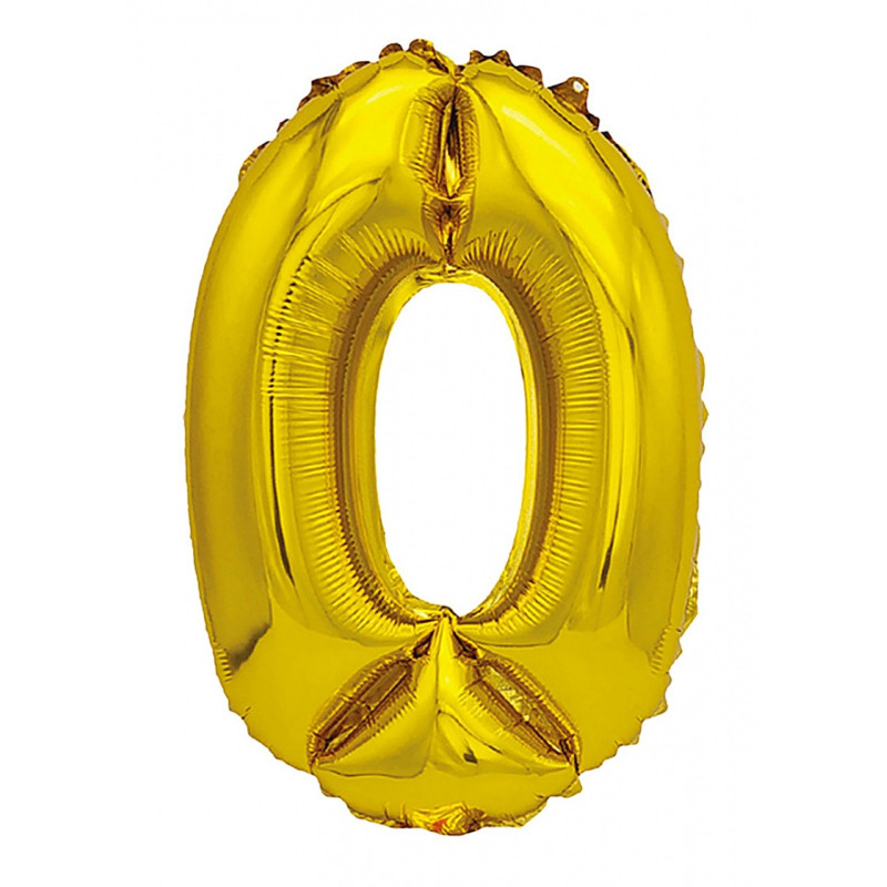 Balon foliowy PARTY GO, cyfra 0, 80cm, złoty