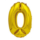 Balon foliowy PARTY GO, cyfra 0, 80cm, złoty