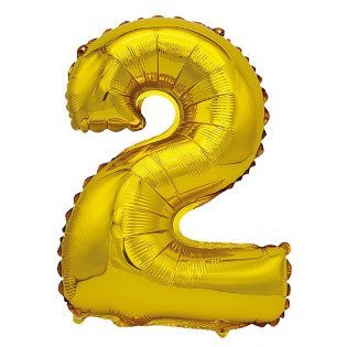 Balon foliowy PARTY GO, cyfra 2, 80cm, złoty