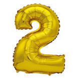 Balon foliowy PARTY GO, cyfra 2, 80cm, złoty