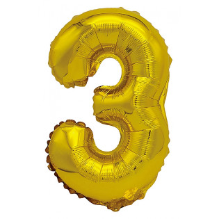Balon foliowy PARTY GO, cyfra 3, 80cm, złoty