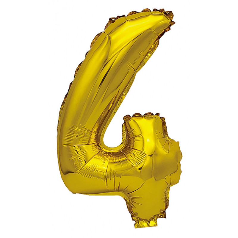 Balon foliowy PARTY GO, cyfra 4, 80cm, złoty
