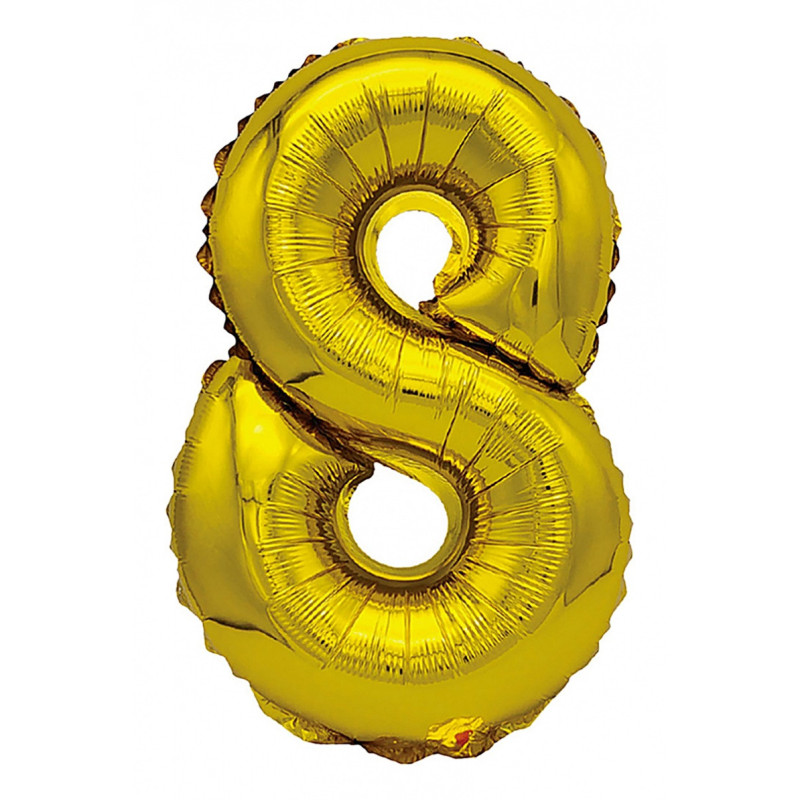 Balon foliowy PARTY GO, cyfra 8, 80cm, złoty