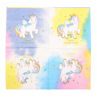 Serwetki papierowe PARTY GO Unicorn, 33x33cm, 10 szt., mix kolorów