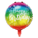 Balon PARTY GO Happy Birthday, 45cm, 1 szt., mix kolorów