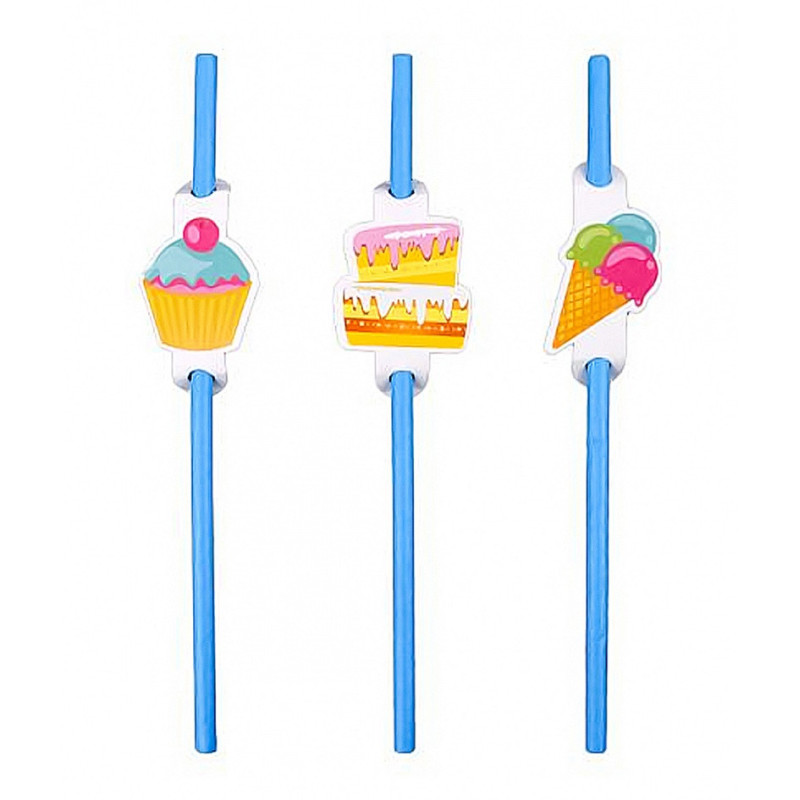 Słomki PARTY GO, 20cm, 6 szt., niebieskie