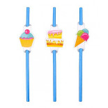 Słomki PARTY GO, 20cm, 6 szt., niebieskie