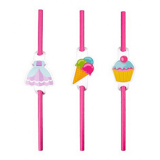 Słomki PARTY GO, 20cm, 6 szt., różowe