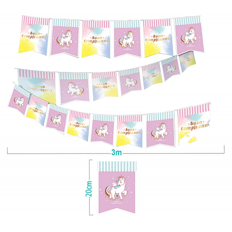 Girlanda PARTY GO Unicorn, 3m, różowa