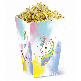 Pudełko na popcorn PARTY GO Unicorn, 11,5x14,5cm, 6 szt., różowe