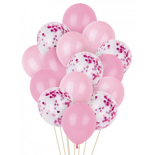 Zestaw balonów PARTY GO, 25-30cm, 15 szt., różowe