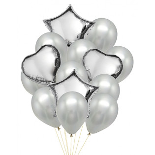 Zestaw balonów PARTY GO, 25-45cm, 14 szt., srebrne