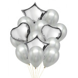 Zestaw balonów PARTY GO, 25-45cm, 14 szt., srebrne