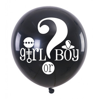 Balon z konfetti PARTY GO Girl Or Boy, 90cm, czarny