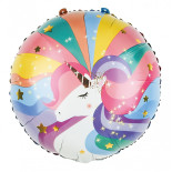 Balon okrągły PARTY GO Unicorn, 45cm, 1 szt., mix kolorów