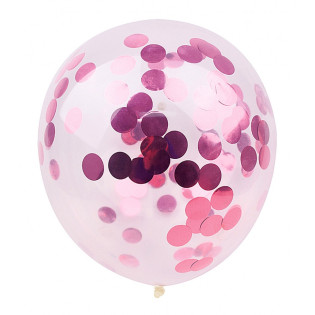 Zestaw balonów z konfetti PARTY GO, 30cm, 6 szt., różowe