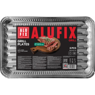 Tacki grillowe ALUFIX Fix-Grill, aluminiowe, prostokątne, 5 szt.