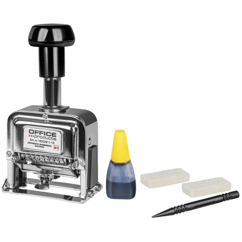 Numerator automatyczny OFFICE PRODUCTS, 8 cyfr, wys. liczb 4,5mm, srebrny