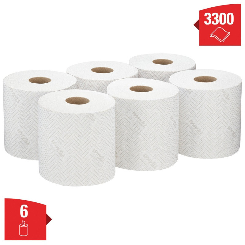 Ręcznik papierowy WYPALL L20 General Clean, centralne odwijanie, 2-warstwowy, 6 rolek x 550 listków, biały