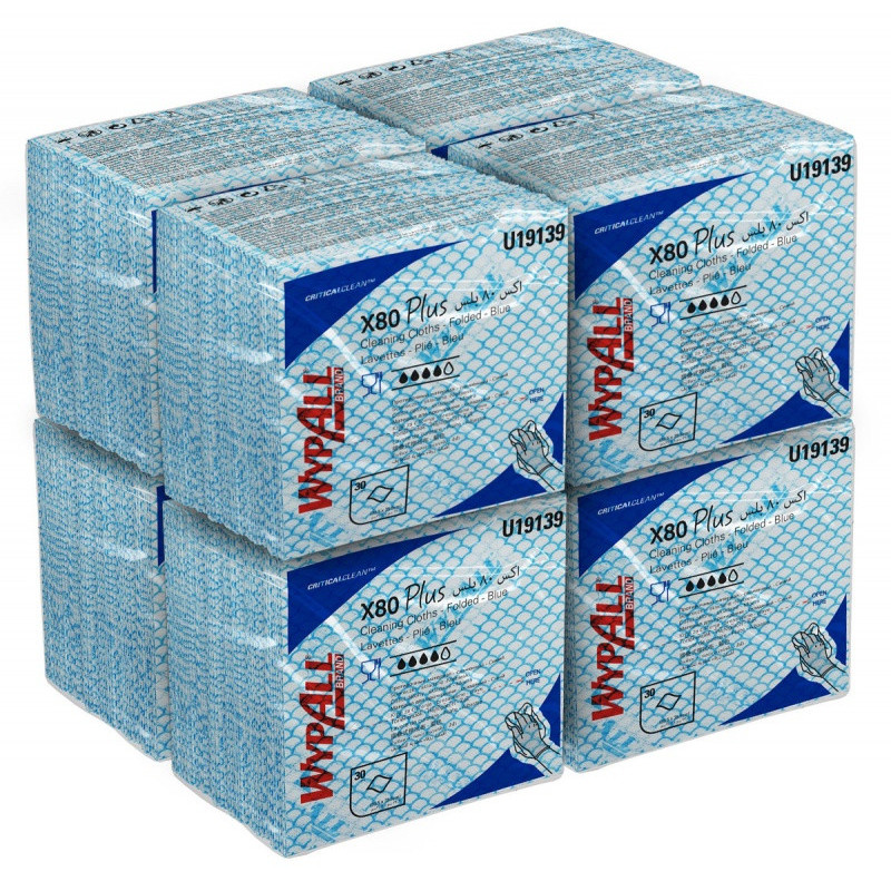 Czyściwo składane WYPALL X80 Plus Critical Clean, włókninowe, 35,5x33,5cm, 30 szt., niebieskie