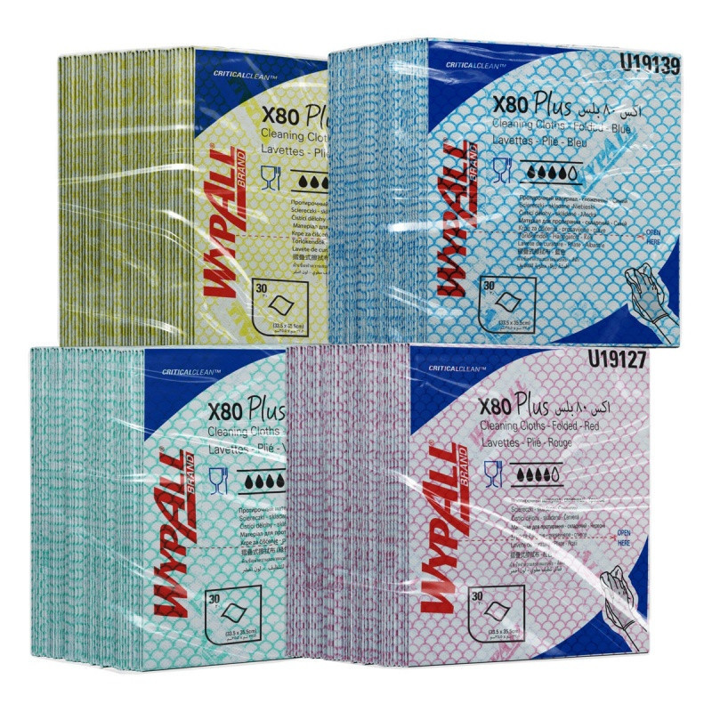 Czyściwo składane WYPALL X80 Plus Critical Clean, włókninowe, 35,5x33,5cm, 30 szt., niebieskie